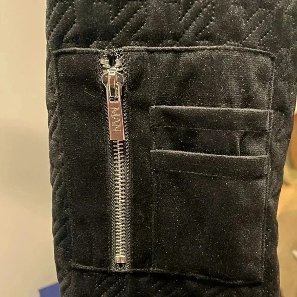 BOOHOO MENS TALL HOUNDSTOOTH QUILTED VELVET BOMBER JACKET BLACK SIZE SMALL - Picture 11 of 15